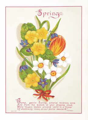 Carte ancienne bouquet de printemps